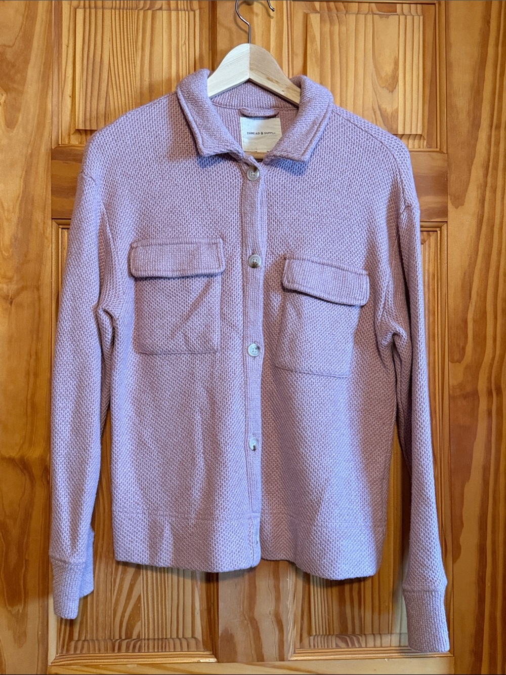 Thread & Supply Pale Pink Button-Up Knit Cardigan